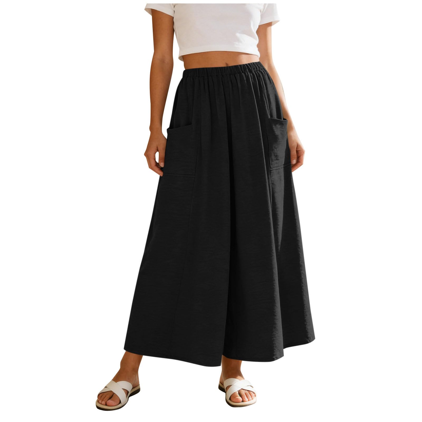 Women s Casual Fashion Summer Loose Half Skirt L чёрный
