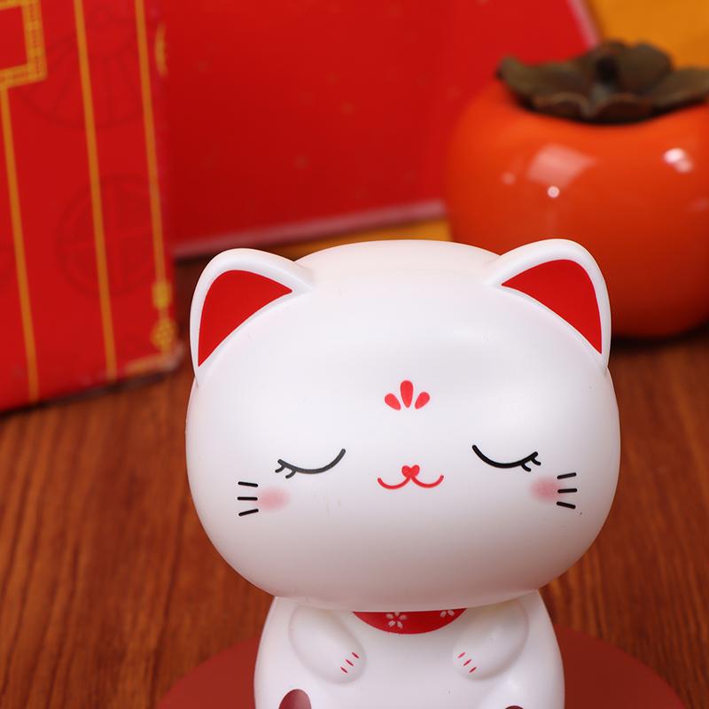 Cute Solar Power Waving Cat Waving Shaking Head Cat Home Decor Waving Cat Decor Car Ornament Doll Figurine Car Decorations