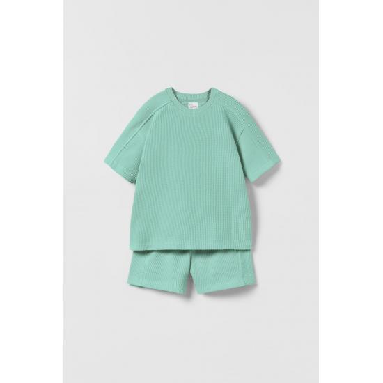 Waffelstrukturierter Shorts-Kinderanzug