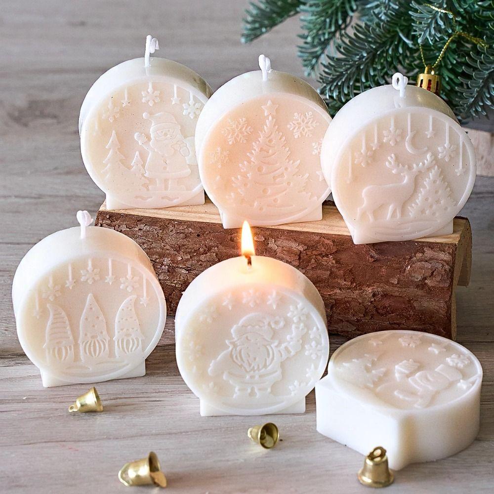 Silicone Christmas Candle Molds DIY Crafts Santa Claus Elk Snowman Candle Ornament Mold Handmade Relief Christmas Ball