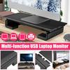 4 USB Multifunction Computer Monitor Riser Stand 2.0 Ports Charging Monitor Holder Computer Screen Shelf Laptop Rack Organizer Black