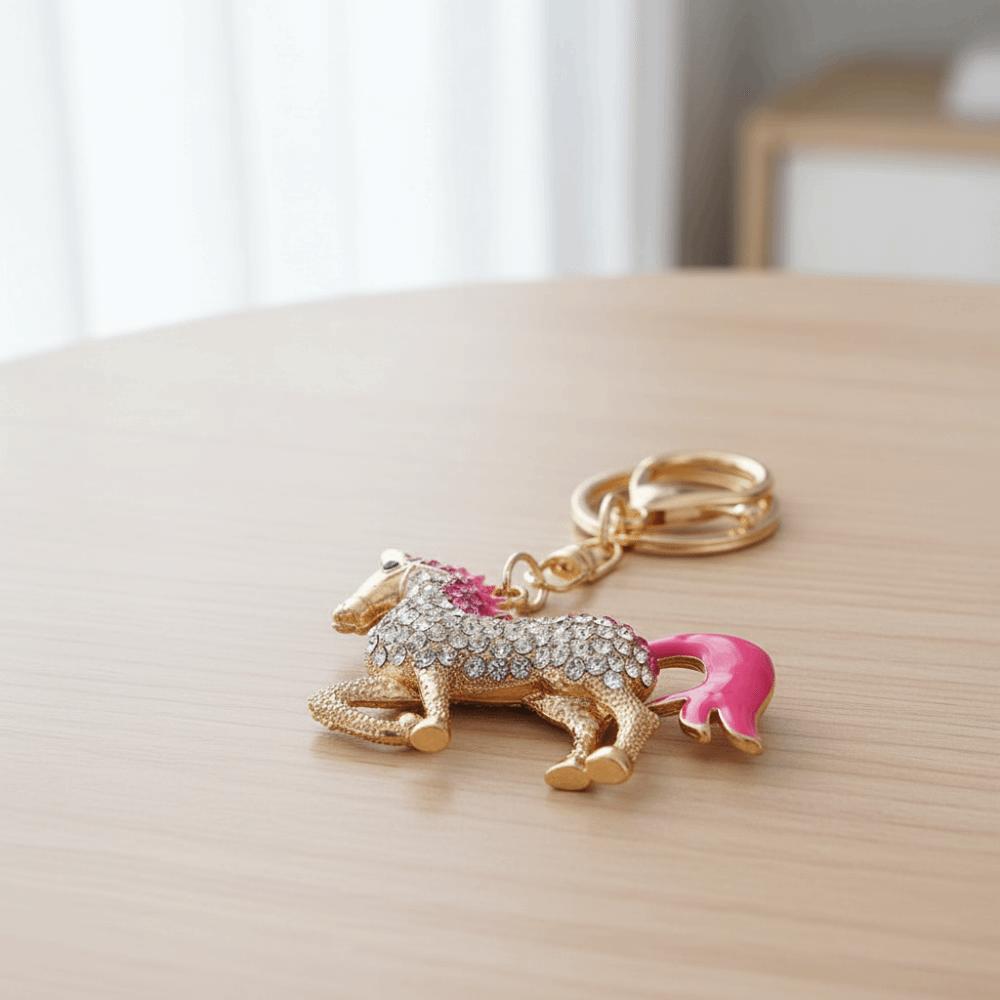 Sparkling Rhinestones Horse KeyChain Colorful Animal Key Ring Horse Pendant Keychain  Lover Friend