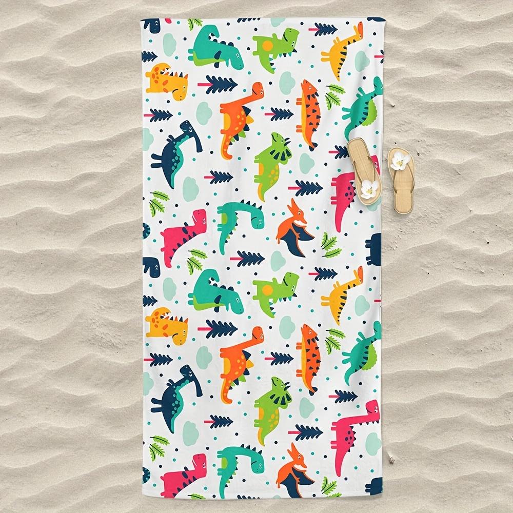 

Large Dinosaur Beach Towel Quick-Dry Microfiber Bath Swim Towel with Dino Sand-Free Design Cute Dinosaur Shapes W40*H60(CM)