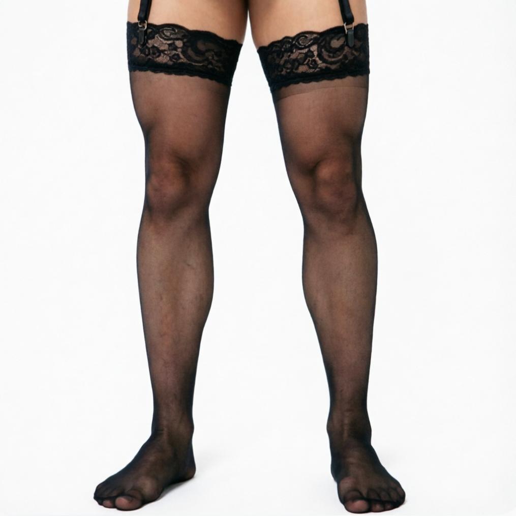 Vintage Herren Dunkelgrüne Lange Socken Durchsichtige Seidige Spitze Strümpfe Kaffee Schwarz Grau Blau Farbe Herrensocken Calcetines Hombres One Size brown