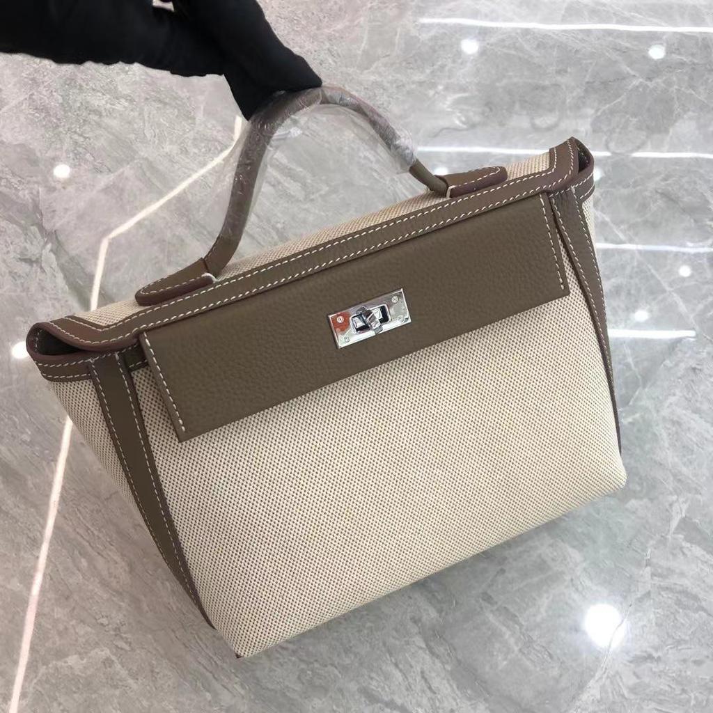 Cowhide Canvas Women's Crossbody Handbag - 2024 Fashion Lock Casual Bag