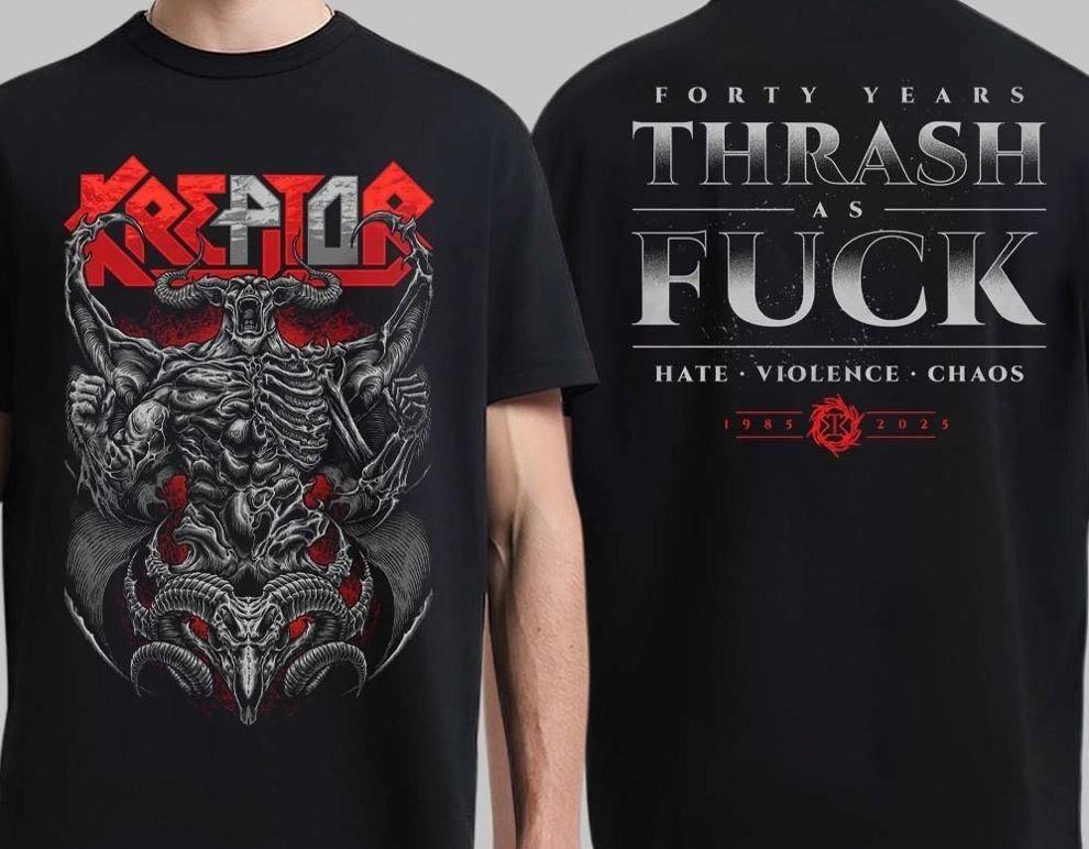 Kreator Demonic Summer Tour 2025 Merch Forty Years Thrash As Fck Tshirt Unisex T-Shirt XXL