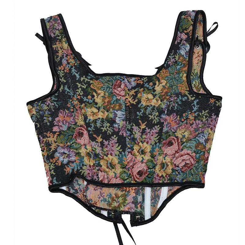 French Vintage Lace Up Waist Cincher Cami Top Women S Sexy Backless Camisole
