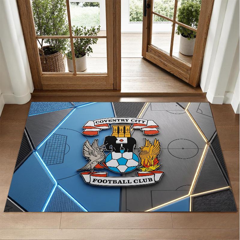 Coventry City Football Design Crystal Velvet Rug Soft Decorative Mat for Bedroom Entrance