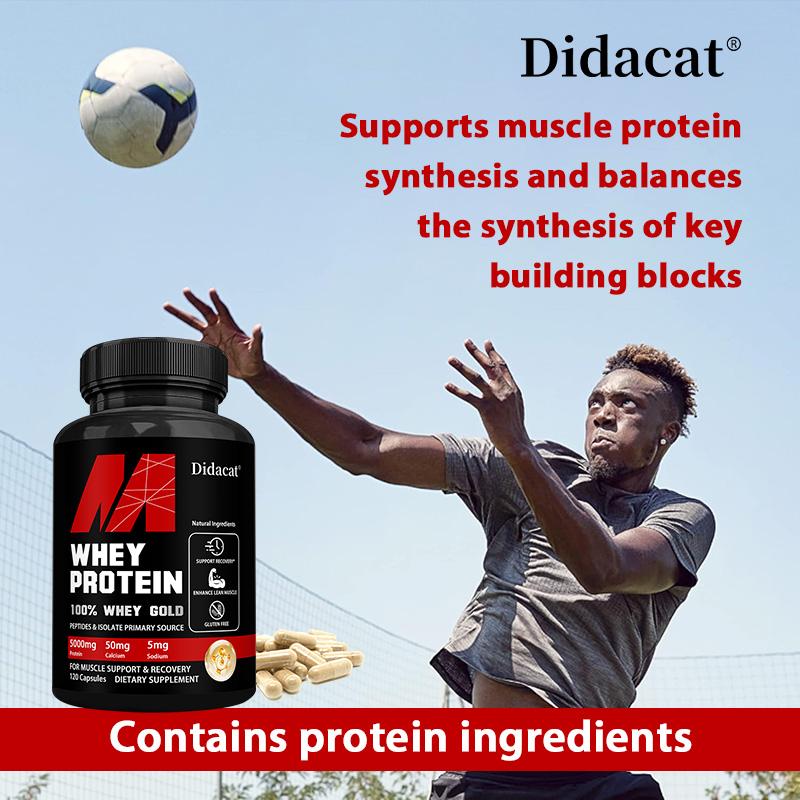 Proteína de soro de leite 5000 mg, sem glúten, 120 cápsulas