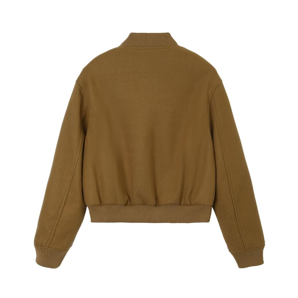 European and American cross-border autumn and winter new women's clothing crew neck fashion American bomber jacket casual versatile woolen jacket
