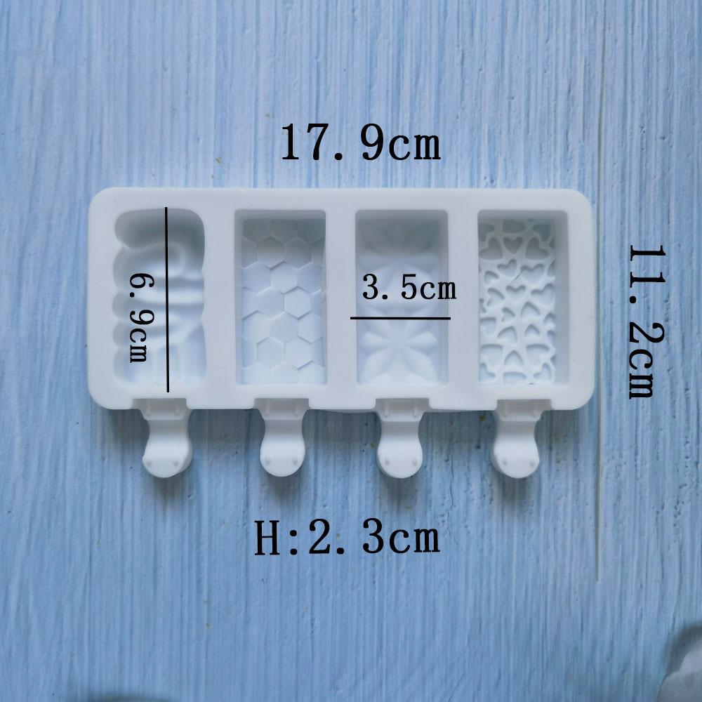 4 Heart Cavities Ice Cream Silicone Mold DIY Love Popsicle Chocolate Candy Jelly Mould Crystal Cake Decor Making Tool Gifts