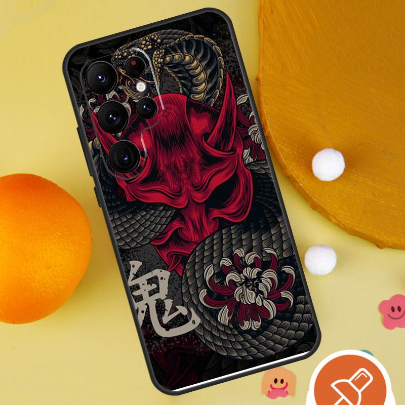Samurai Oni Mask Phone Case For Samsung Galaxy S25 Ultra S24 S23 S22 Ultra S9 S10 S20 Plus S21 FE Funda Cover