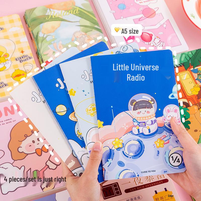 Cartoon Cute A5 Soft Cover Notebook - Stitch-Bound Diary for Elementary Students
