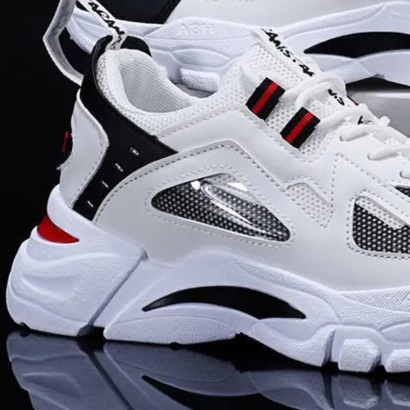 Men's Casual Sports Shoes 2025  New Men Platform Breathable Running Shoes Trendy Leather Stitching Men Nude Shoes Chunky Shoes