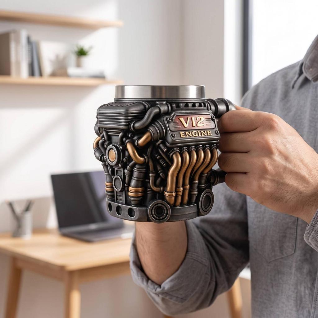 Engine Block Mug Industrial Mechanical for Car Enthusiasts, Mechanics