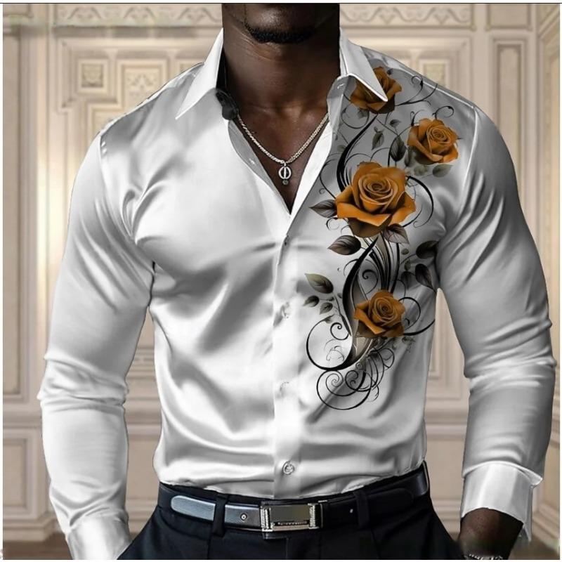 Camicia da uomo di alta gamma color rosa, camicia a maniche lunghe con bottoni, casual e comoda, camicia alla moda per quattro stagioni