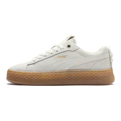 Smash Platform Frill Casual Durable Lightweight Low-Top Sneakers Women Sneakers White Brown 366928-04