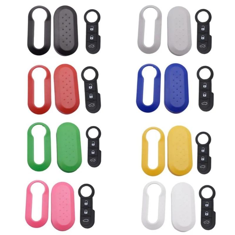 Remote Car Key Shell Case For Fiat 500 Panda Punto Bravo Replacement Plastic Key Case 3 Buttons Rubber Button Pad