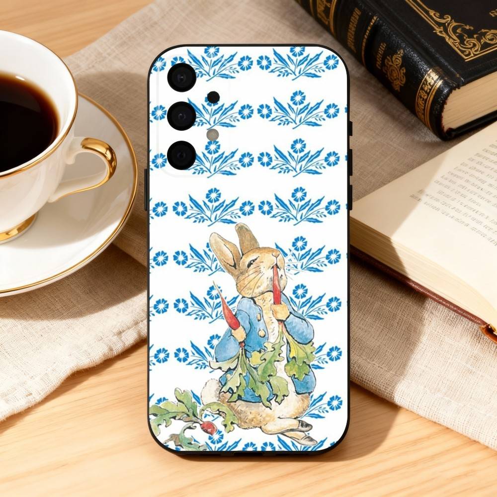 Cute Role P-Peter R-Rabbit Phone Case For Samsung Galaxy A73,A72,A71,A70,A53,A52,A51,Soft Silicone Black Cover