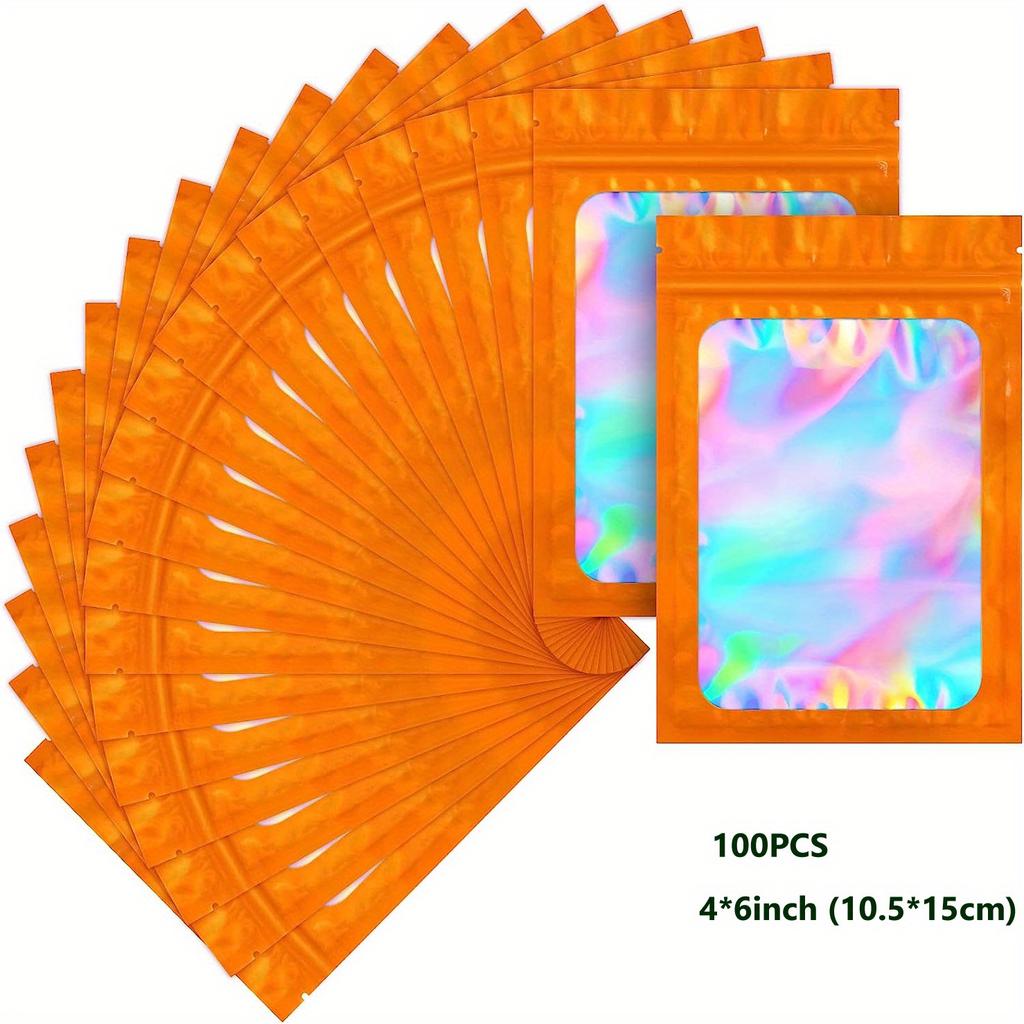 Holographic Mylar Storage Bags - Airtight, Smell Proof, 3D Rainbow Sealable Pouches with Strong Lock Zipper,Thick & Sturdy Edge