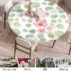 Round Table Cover Protector Elastic –Floral Print Fitted Tablecloth Waterproof,Elastic Edge Round Table Cloth for Dining Kitchen