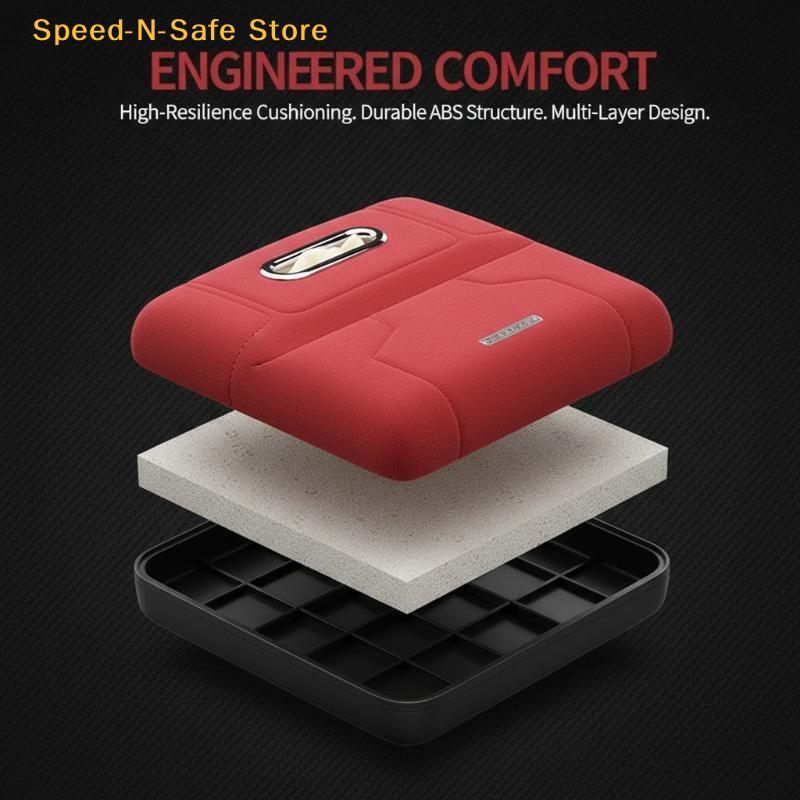 Universal Car Armrest Pad Height-Increasing Insoles Shearling Tissue Storage Box With Side Card Holder/Storage Pouch