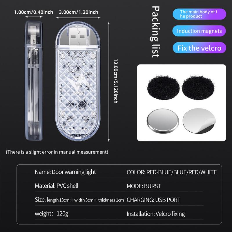 1/2PCS Car RGB LED Door Strobe Warning Signal Lights USB Magnetic Welcome Light Safe Anti-collision Emergency Lamp