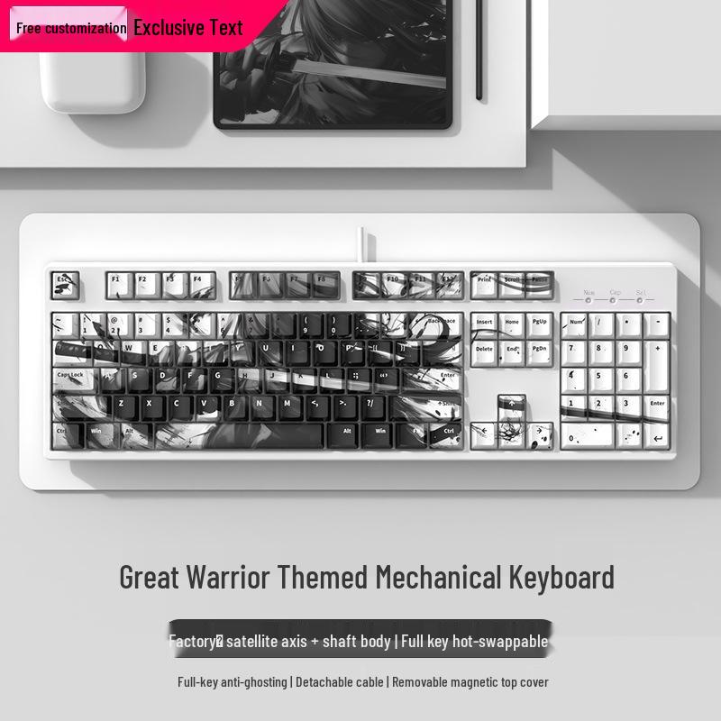 Makima Esports Mechanical Keyboard - Wired, Silent Blue Switch, 104-Key, Stylish Design for Office and Gaming.