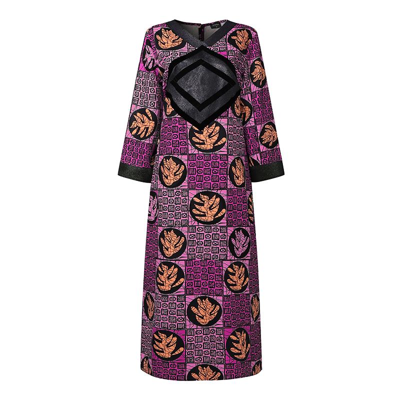 Plus Size Women Long Sleeve Casual Loose Long Dress Maxi Robes Kaftan