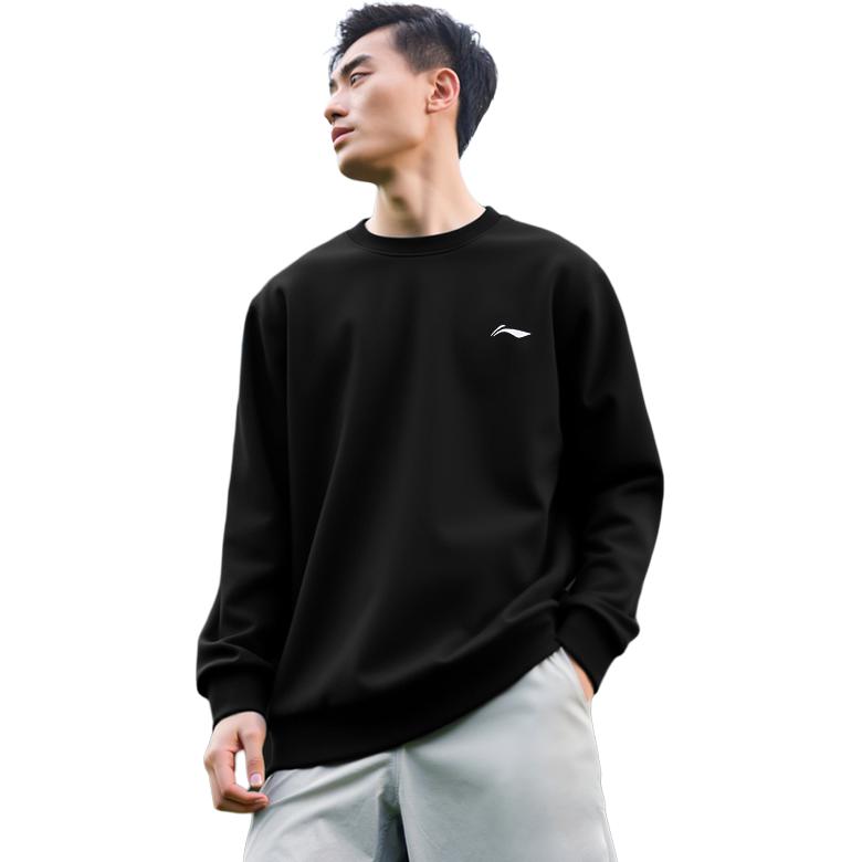Li-Ning Pullover Hoodless Sports Casual Comfortable Crew Neck Sweatshirt Men Sweatshirt AWDE252-1