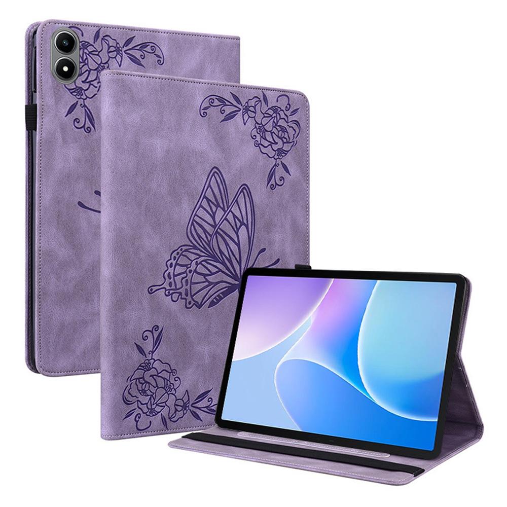 For Infinix Xpad 20 Case Butterfly Flower Imprint PU Leather Tablet Cover with Card Slots