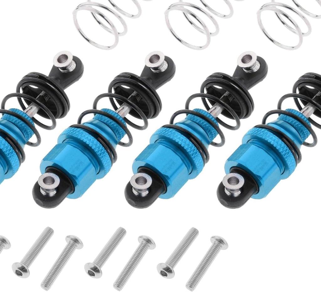 4-Piece Aluminum Alloy Shock Absorber Damper Set for Tamiya TT-01, TT-02, TT02 (1/10 Scale) RC Car Upgrade Parts and Accessories (Color: Blue)