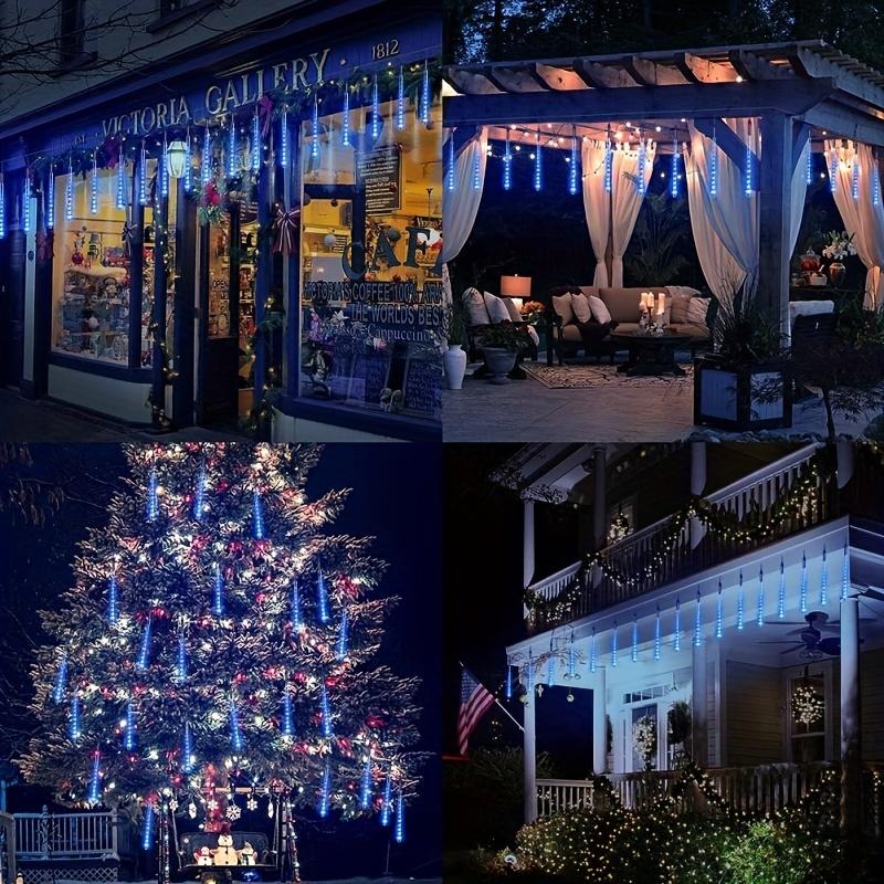 Christmas Outdoor Icicle Lamp, Snowflake, Meteor Shower, Rain Lamp, Christmas LED Decoration, Hanging Water Drop String Lamp 8 Tubes 288 LED