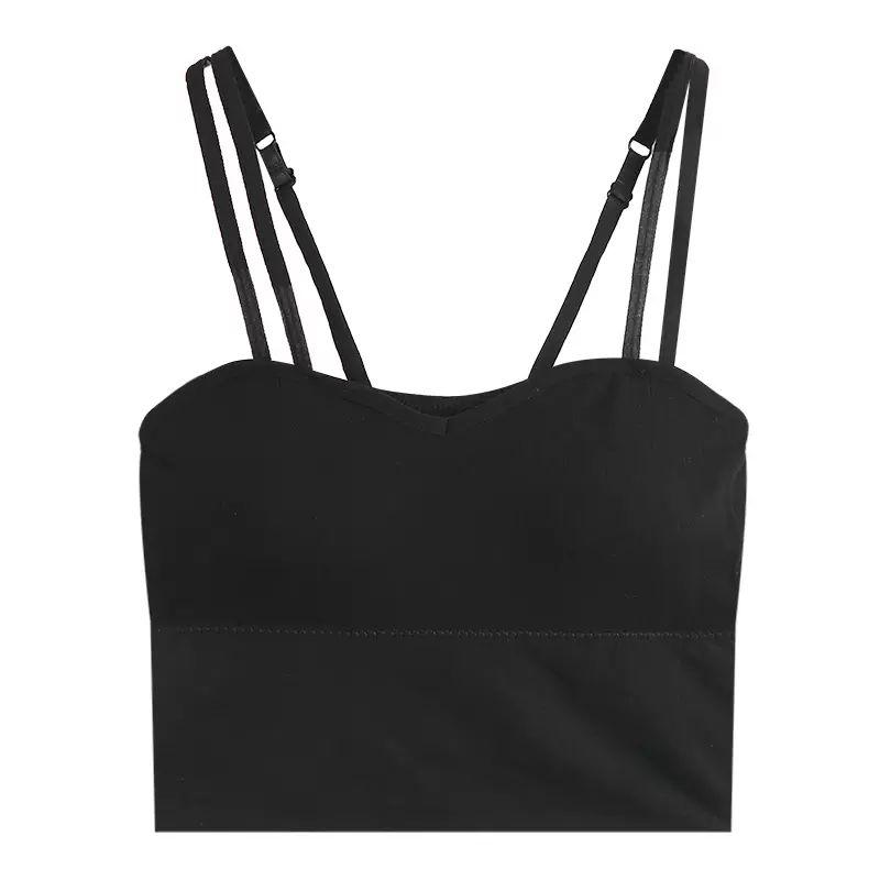 WTEMPO Women's Suspender Vest with Bra Underlay Bra and Back Underwear Women's Top Thin Fashion