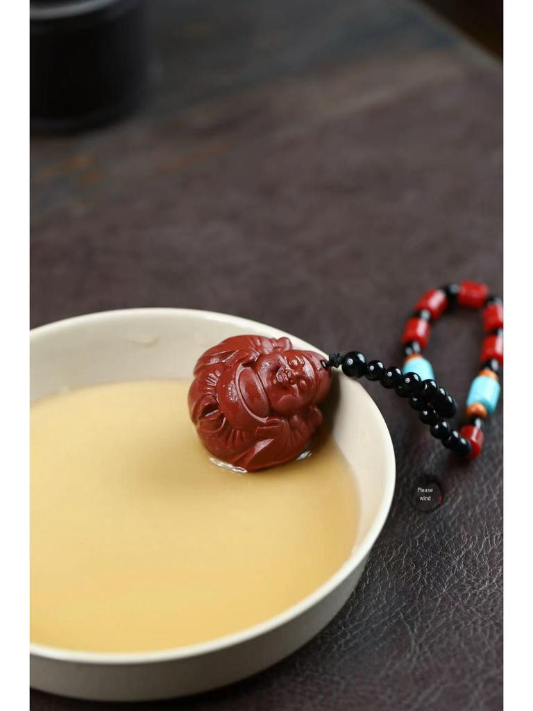 Yixing Zisha Tea Pet - Little God of Wealth Ornament in Vermilion Clay
