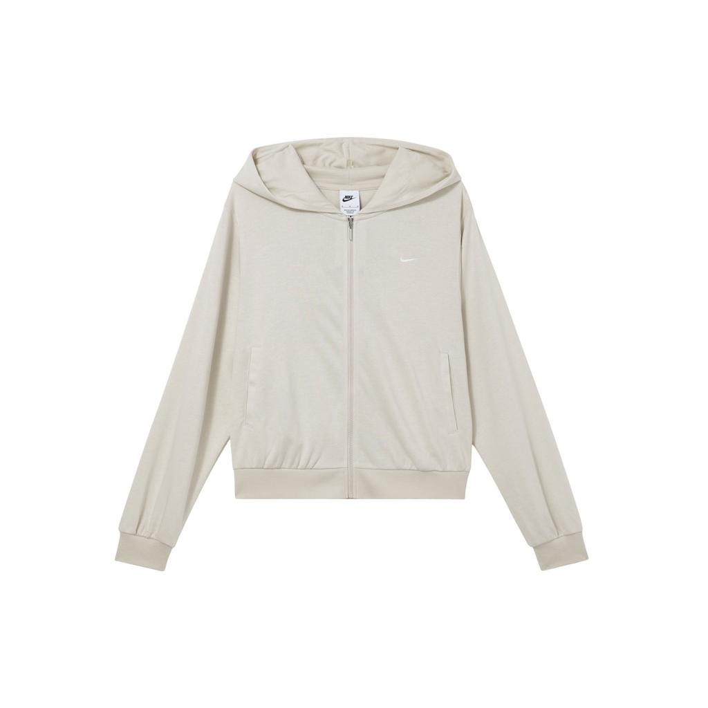 Nike Solid Color Hooded Zip-Up Casual Long Sleeve Sweatshirt Women Tops Sail-White FN2420-104