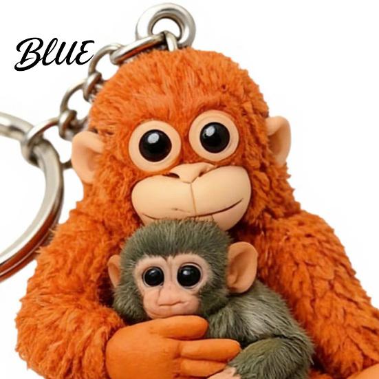 Cute Monkey Keyring 3D Keychain Holding Plush Toy Gift for Collectors Decoration Backpack Purse Bag Accessories Animal Print