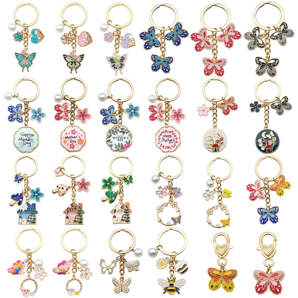 Personalized Pearl Bee & Sunflower Honeycomb Keychain Charm