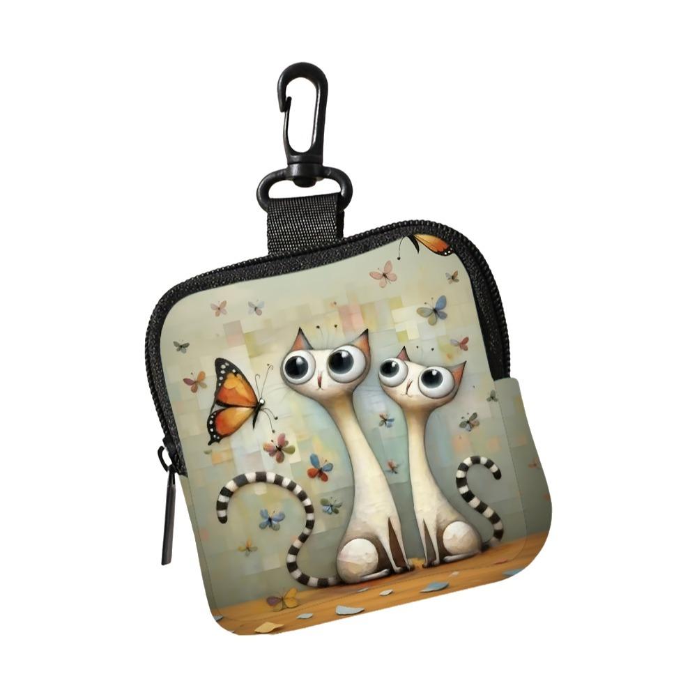 Trendy Mini Cute Cat Coin Purse PVC Water-resistant Zippered Wallet Lightweight Portable Storage Bag Friends Gift