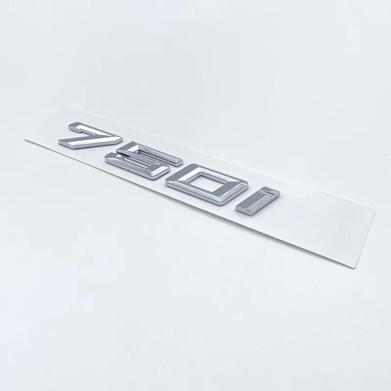 New Font Numbers Letters 730i 740i 745i 750i 760i Top ABS Emblem for BMW 7 Series Car Trunk Nameplate Logo Sticker Black Chrome