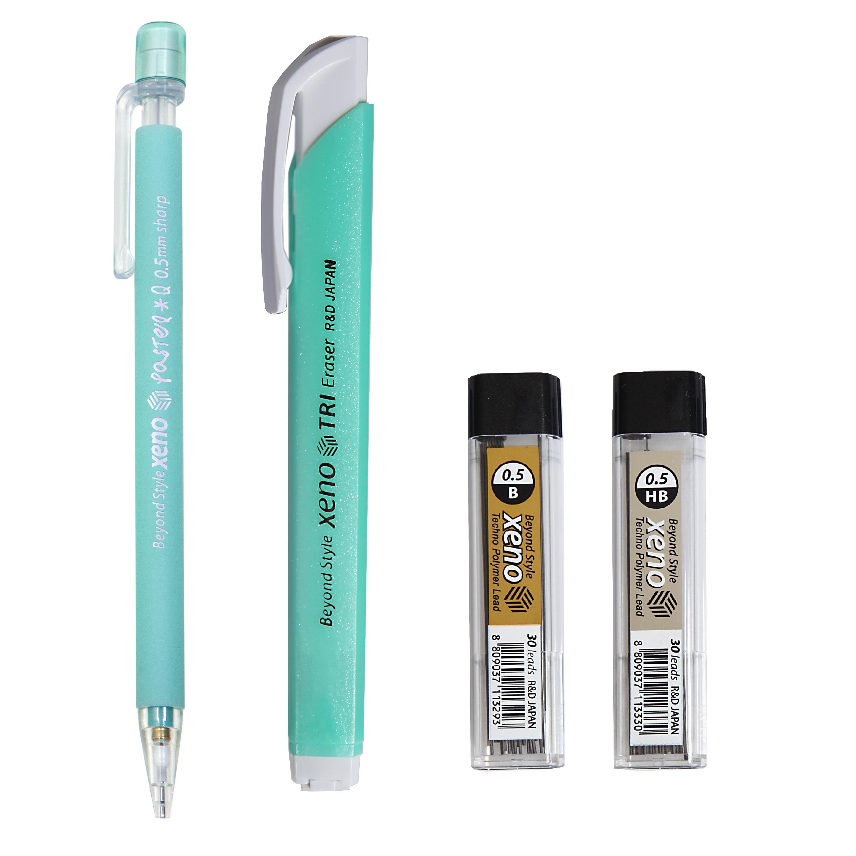 

Механический карандаш Xeno Pastel Q с ластиком и запасными грифелями 0,5 мм с HB, B Mint