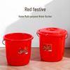 Red Round Hand-held Plastic Bucket with Lid for Moving, Weddings, and Auspicious Events