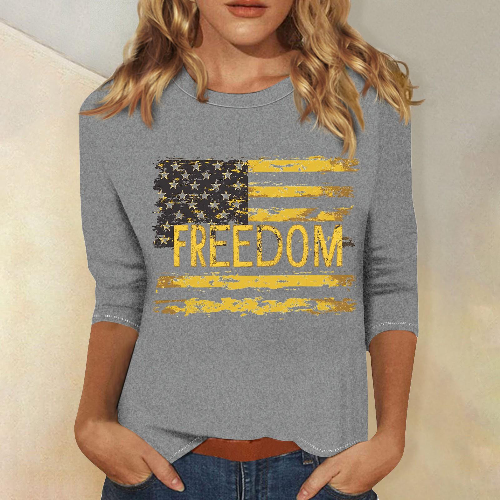 

Women s Fashion Loose Casual Seven Sleeve Printed Round Neck Top XL