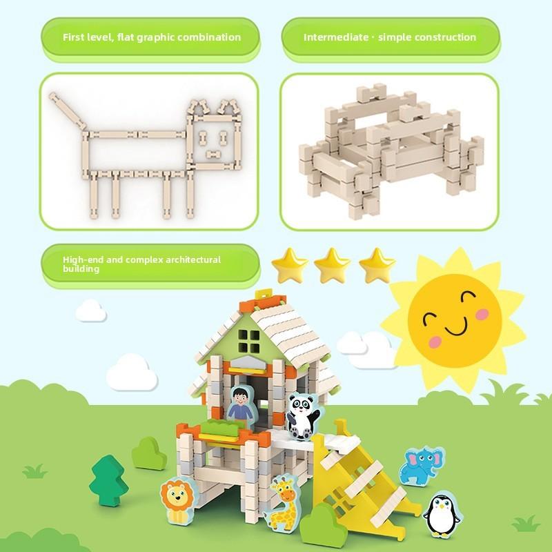 Farm Zoo School Hospitalbuilding Blocks Assemble Parent Child Early Education Toy