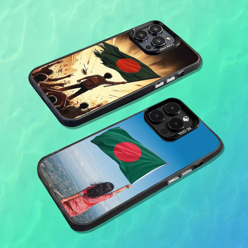 B-Bangladesh P-People Flag Phone Case For iPhone 16,15,14,13,12,11,Mini,Pro,MAX Black Matte Shockproof Cover