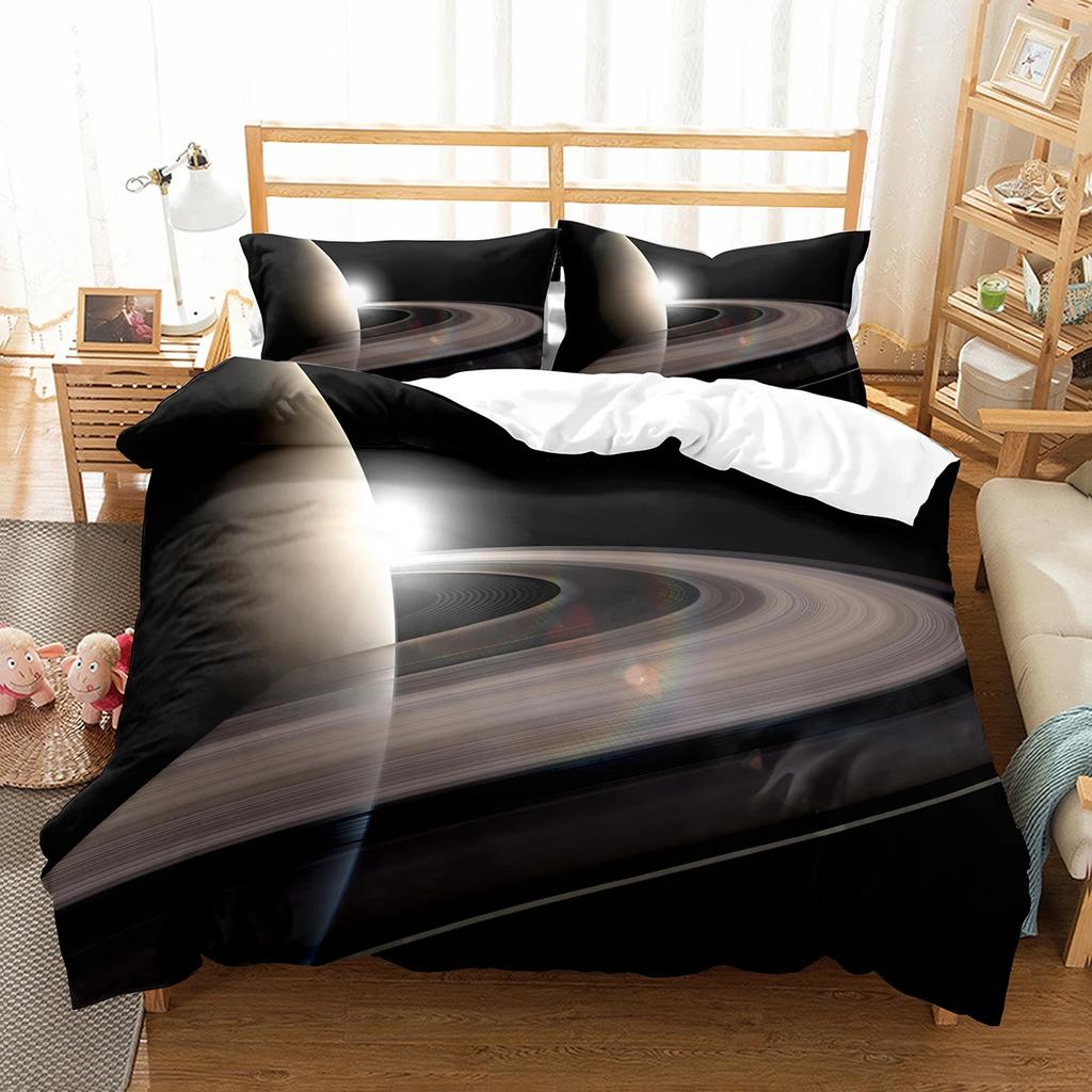 Comforter Enceladus Planet King Queen Solar System Bedding Set Rotate Universe Space Polyester Comforter