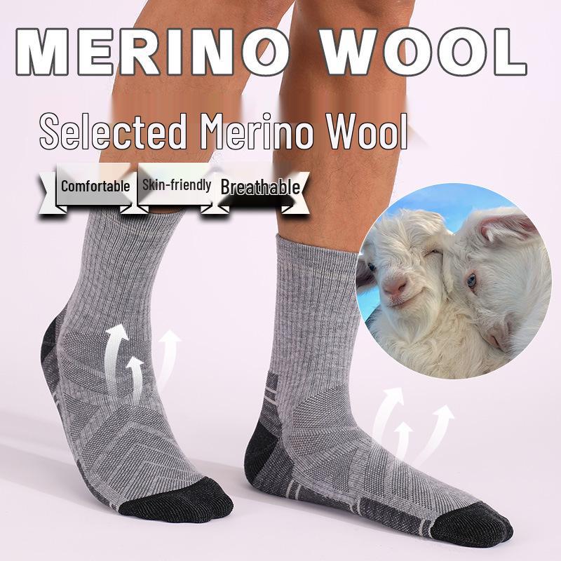 Unisex Warm Merino Wool Hiking Socks - Thick, Mid-Calf for Outdoor, Sports, and Mountaineering