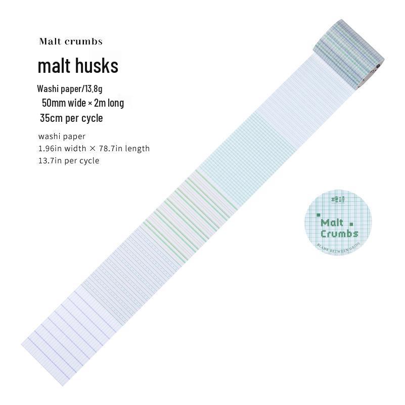Poetry & Paper: Grid Tape Blank Series - 6 Styles, Solid Color Journal DIY Stickers