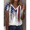 Women's T Shirt Graphic Flag Vintage Stylish Classic Short Sleeve V Neck Regular Tops Daily Print White Summer Spring