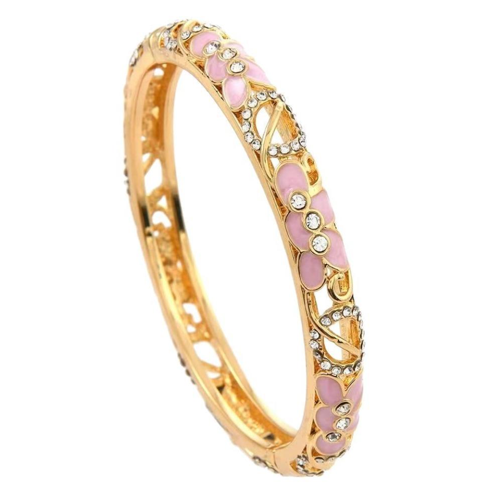 Shiny Vintage Cloisonne Bangle Ethnic Hollow Out Flower Bangle Drip Oil Enamel Bracelet  Girls